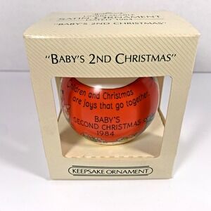 Walt Disney Hallmark 1984 Satin Ornament Baby's 2nd Christmas Winnie‎ the Pooh